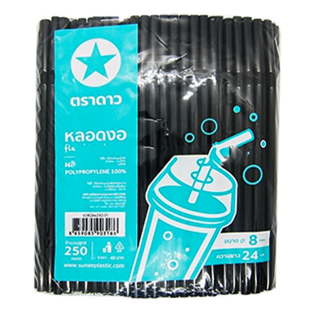 SYA straw STAR black 8mm*20